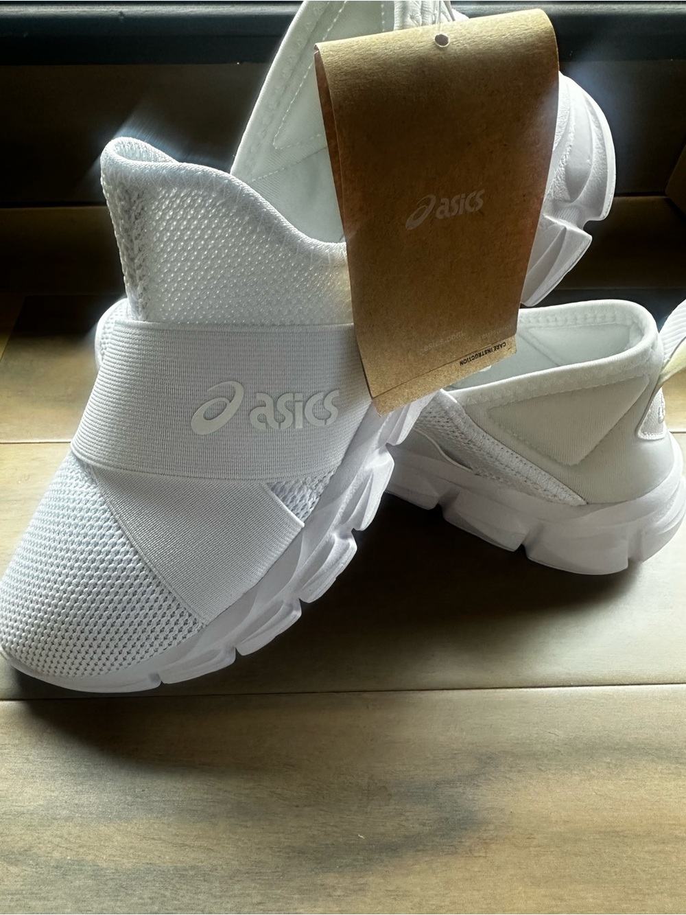 ASICS White Knit Slip-On Sneakers